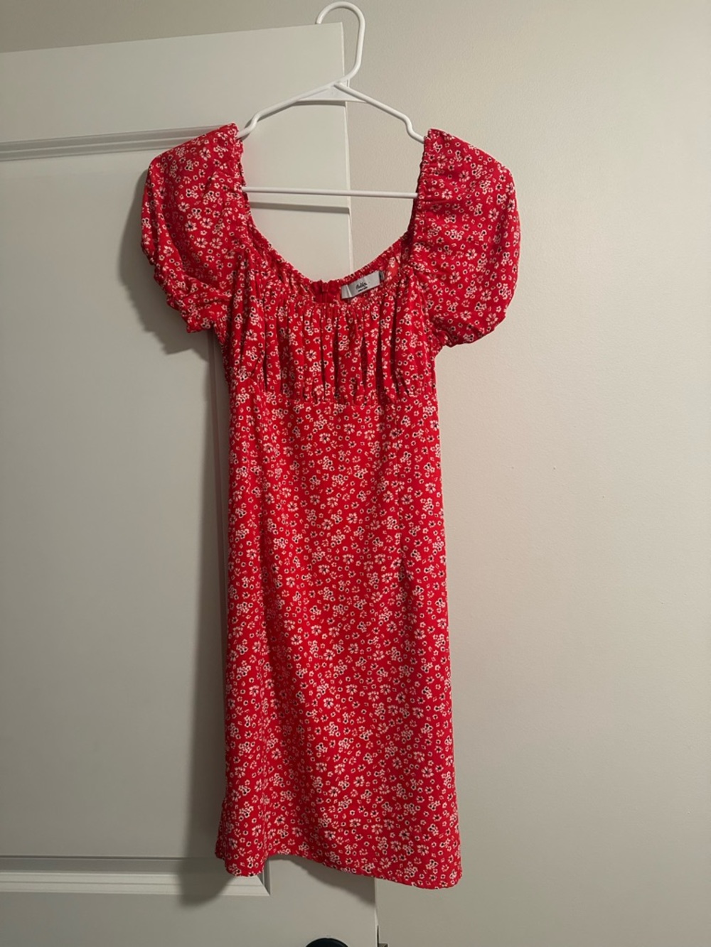 Red Floral Puff-Sleeve Girls' Summer Dress